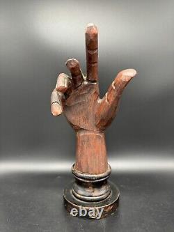 Antique Glove Display Wooden Hand Folk Art Sculpture