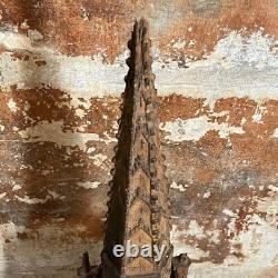 Antique Gothic Church Model In Carved Wood 19th Century Folk Art