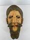 Antique Guatemalan Folk Art Carved Wood Bearded Man Vtg Dance Mask Conquistidor