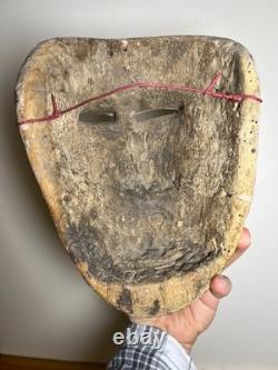 Antique Guatemalan Patron Dance Mask Carved Wood Polychrome Cigar Folk Art 1920s