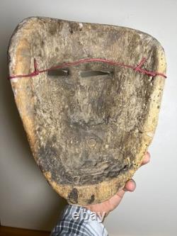 Antique Guatemalan Patron Dance Mask Carved Wood Polychrome Cigar Folk Art 1920s