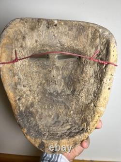 Antique Guatemalan Patron Dance Mask Carved Wood Polychrome Cigar Folk Art 1920s