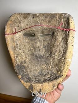Antique Guatemalan Patron Dance Mask Carved Wood Polychrome Cigar Folk Art 1920s