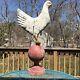 Antique Hand Carved And Painted Folk Art Wooden Weathervane Chicken Country