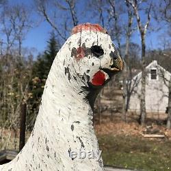 Antique Hand Carved And Painted Folk Art Wooden Weathervane Chicken Country