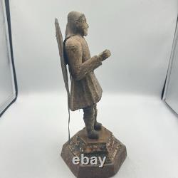 Antique Hand Carved Angel Figure with Metal Wings Folk Art Santos Spanish Colonial