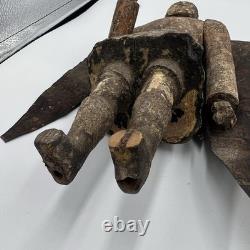 Antique Hand Carved Angel Figure with Metal Wings Folk Art Santos Spanish Colonial