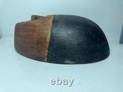 Antique Hand-Carved Brown Wood Tribal Mask Latin American Indigenous Folk Art