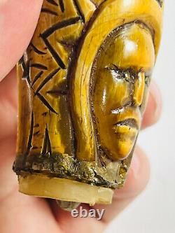 Antique Hand Carved Folk Art Native American Horn UNUSUAL