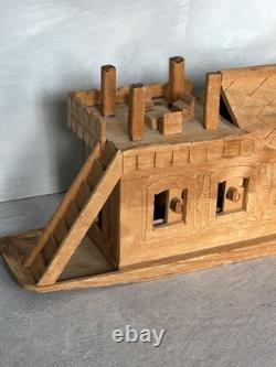 Antique Hand Carved Noah's Ark (folk art biblical tramp art houseboat nautical)