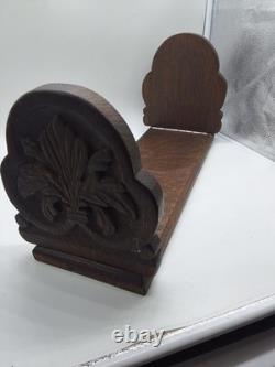 Antique Hand Carved Oak Book Slide 1914 Signed Juliet Lindskog Omaha NE Folk Art