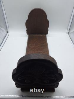 Antique Hand Carved Oak Book Slide 1914 Signed Juliet Lindskog Omaha NE Folk Art