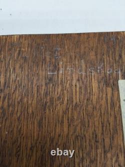 Antique Hand Carved Oak Book Slide 1914 Signed Juliet Lindskog Omaha NE Folk Art