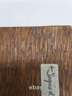 Antique Hand Carved Oak Book Slide 1914 Signed Juliet Lindskog Omaha NE Folk Art