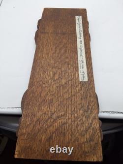 Antique Hand Carved Oak Book Slide 1914 Signed Juliet Lindskog Omaha NE Folk Art