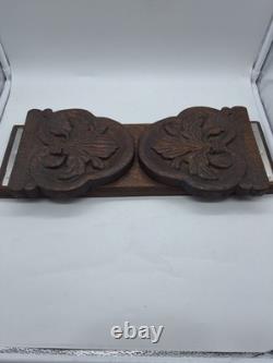 Antique Hand Carved Oak Book Slide 1914 Signed Juliet Lindskog Omaha NE Folk Art