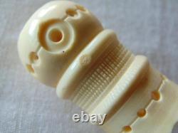 Antique Hand Carved Painted FOLK ART Man WithGoatee, Sewing Thread Winder