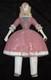 Antique Hand Carved Primitive Folk Art Sculpture Girl Pink Dress 17 Painted #49