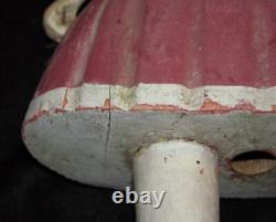 Antique Hand Carved Primitive Folk Art Sculpture Girl Pink Dress 17 Painted #49