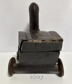 Antique Hand Carved Wood Duck on Wheels Folk Art Secret compartment/Read