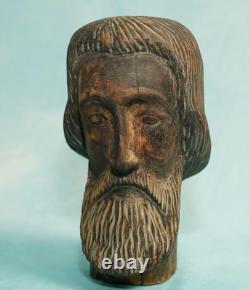 Antique Hand Carved Wood Head Saint Apostle Santos Folk Art Figure 9 Inches Antique Hand Carved Wood Head Saint Apostle Santos Folk Art Figure 9 Inches