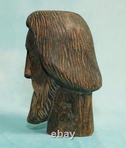 Antique Hand Carved Wood Head Saint Apostle Santos Folk Art Figure 9 Inches