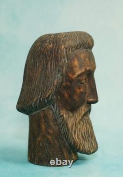 Antique Hand Carved Wood Head Saint Apostle Santos Folk Art Figure 9 Inches