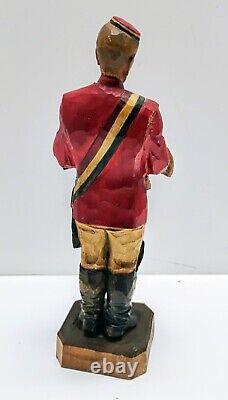 Antique Hand Carved Wood Painted Soldier War Red Statue Figurine German Folk Art