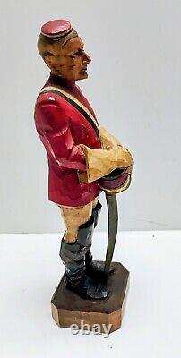 Antique Hand Carved Wood Painted Soldier War Red Statue Figurine German Folk Art