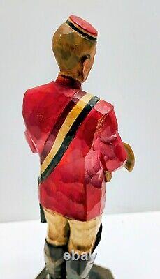 Antique Hand Carved Wood Painted Soldier War Red Statue Figurine German Folk Art