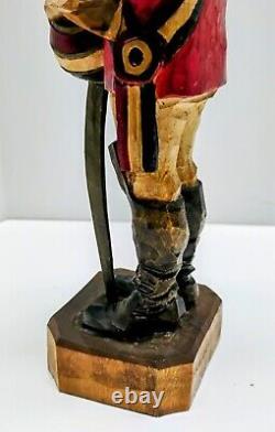 Antique Hand Carved Wood Painted Soldier War Red Statue Figurine German Folk Art