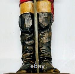 Antique Hand Carved Wood Painted Soldier War Red Statue Figurine German Folk Art