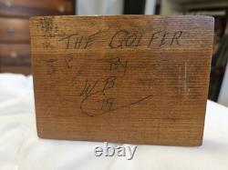 Antique Hand Carved Wood The Golfer Folk Art Sculpture Figure Signed 7 1979