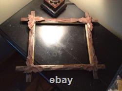 Antique Hand Carved Wooden Arts & Crafts Folk Art Picture Frame Leaves