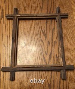 Antique Hand Carved Wooden Arts & Crafts Folk Art Picture Frame Leaves