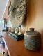 Antique Hand Carved Wooden Basket Weave Folk Art Americana Vessel With Lid 1890s