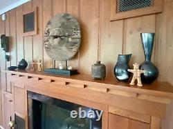 Antique Hand Carved Wooden Basket Weave Folk Art Americana Vessel With Lid 1890s