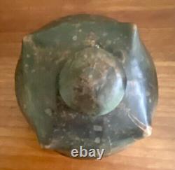 Antique Hand Carved Wooden Basket Weave Folk Art Americana Vessel With Lid 1890s