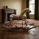 Antique Hand Carved Wooden Carousel Rocking Horse Folk Art Painted Decorative