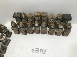 Antique Hand Carved Wooden Chess Set Large Pieces 10 Folk Art CHESS SET
