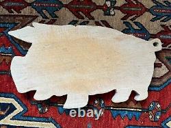Antique Hand Carved Wooden Country Folk Art Cutting Board Pig / Animal