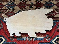 Antique Hand Carved Wooden Country Folk Art Cutting Board Pig / Animal