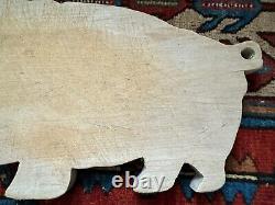 Antique Hand Carved Wooden Country Folk Art Cutting Board Pig / Animal