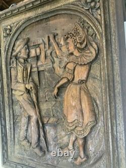 Antique Handcarved Breton Folk Art Wall Plaque