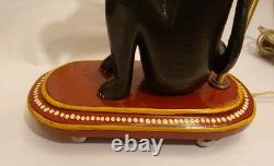 Antique Indian Folk Art Polychromed Carved Wood 1870's Monkey Lamp Set-23 Tall