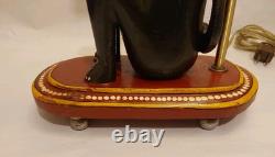 Antique Indian Folk Art Polychromed Carved Wood 1870's Monkey Lamp Set-23 Tall