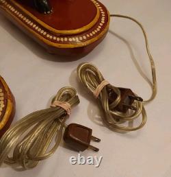 Antique Indian Folk Art Polychromed Carved Wood 1870's Monkey Lamp Set-23 Tall