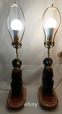 Antique Indian Folk Art Polychromed Carved Wood 1870's Monkey Lamp Set-23 Tall