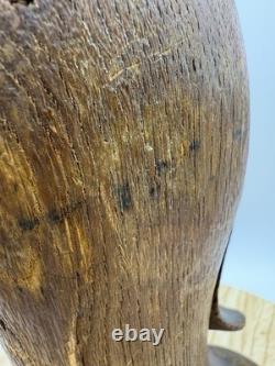 Antique Japanese Hand Carved Wooden Daruma Statue 12 x 5.5 Folk Art