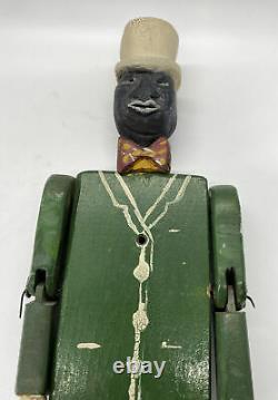 Antique LIMBERJACK DOLL BLACK AMERICANA JIG DOLL AAFA Folk Art Toy Carved Wood